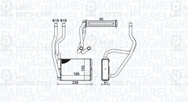 Теплообменник, отопление салона MAGNETI MARELLI 350218421000
