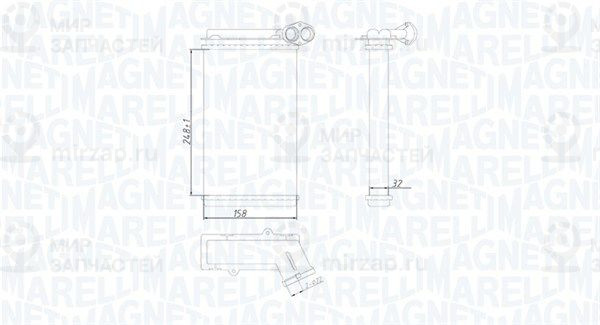 Теплообменник, отопление салона MAGNETI MARELLI 350218422000