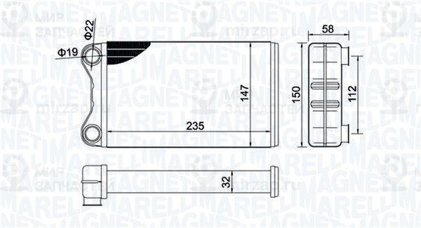 Теплообменник, отопление салона MAGNETI MARELLI 350218424000