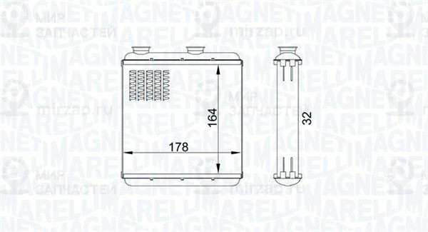 Теплообменник, отопление салона MAGNETI MARELLI 350218434000
