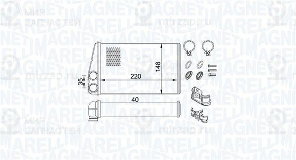Теплообменник, отопление салона MAGNETI MARELLI 350218438000