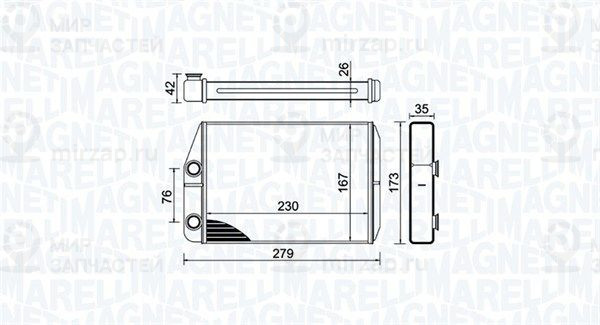 Теплообменник, отопление салона MAGNETI MARELLI 350218443000