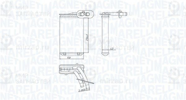 Теплообменник, отопление салона MAGNETI MARELLI 350218447000