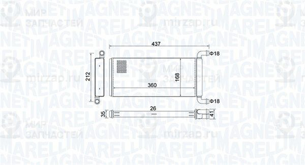 Теплообменник, отопление салона MAGNETI MARELLI 350218451000