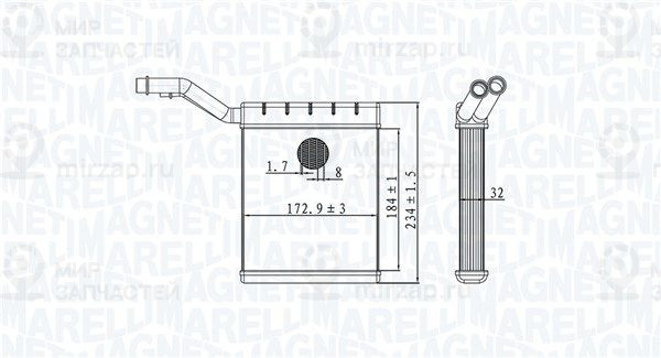Теплообменник, отопление салона MAGNETI MARELLI 350218480000