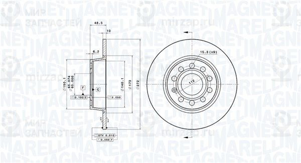 Тормозной диск MAGNETI MARELLI 360406107801