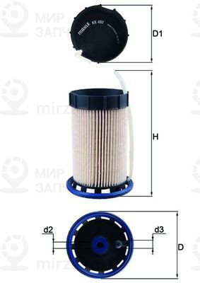 Топливный фильтр MAHLE KX492
