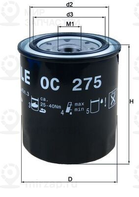 Масляный фильтр MAHLE OC275