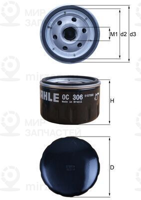 Масляный фильтр MAHLE OC306