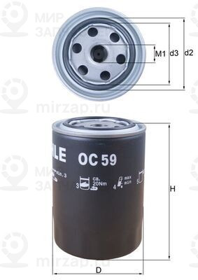 Масляный фильтр MAHLE OC59