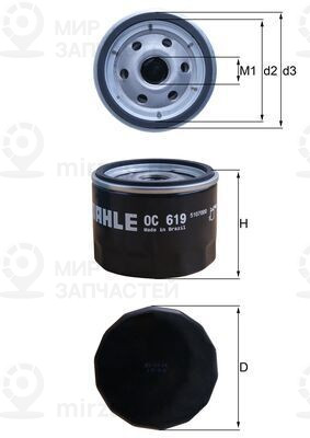 Фильтр масляный MAHLE OC619
