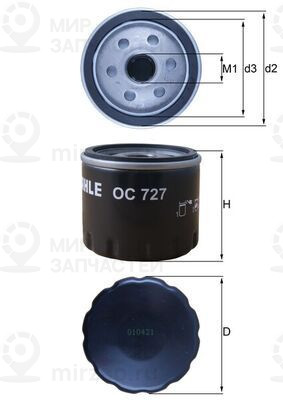 Масляный фильтр MAHLE OC727