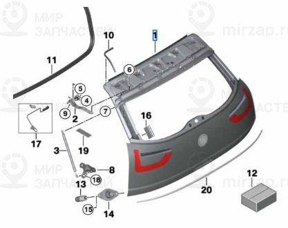 Багажная дверь с задним стеклом
 BMW 51007377186