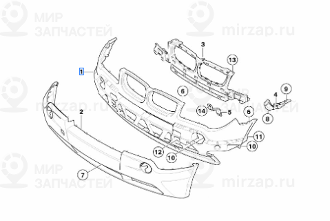 Облицовка переднего бампера Вх загрунт.
 BMW 51113420473