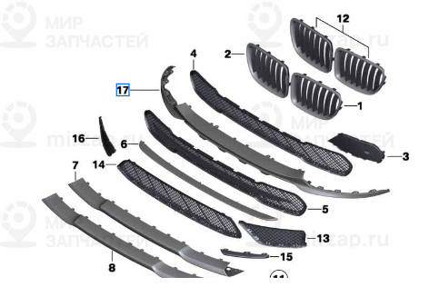 Накладка воздуховода пд
 BMW 51117374101