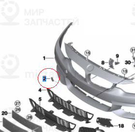 Крышка буксирной проушины загрунтов.
 BMW 51118061005