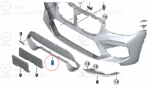 Защитная Накл.бампера Впереди Середина
 BMW 51118083305