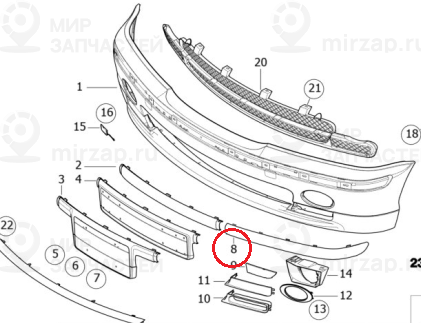 Защитная планка бампера Л Пд
 BMW 51118195289