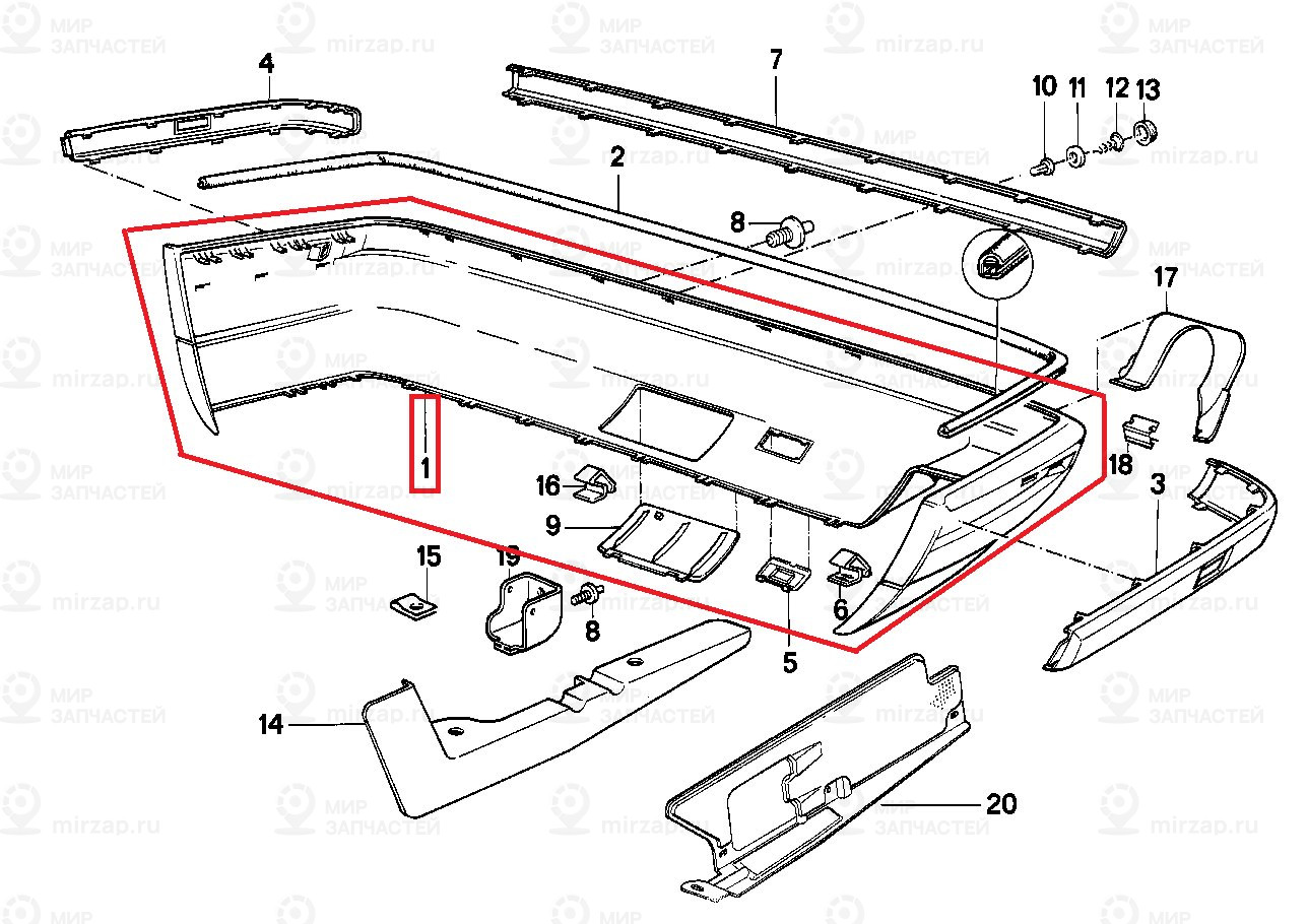 Облицовка бампера Зд
 BMW 51128185721