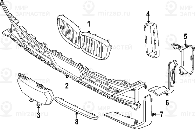 Передняя декоративная решетка радиатора
 BMW 51135A67CC4