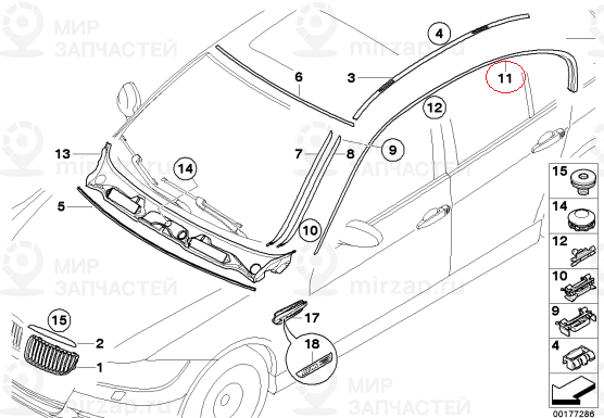 Декоративная планка боковины П CHROM
 BMW 51137121236
