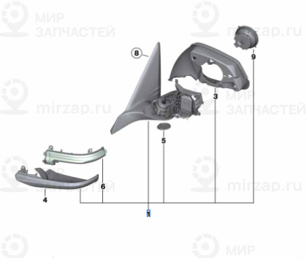 Наружное зеркало с обогревом П
 BMW 51167245108