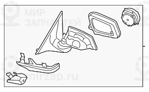 Наружное зеркало с обогр. без стекла л
 BMW 51167282145