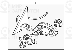 Наружное зеркало с обогревом без стекл.П
 BMW 51167282568