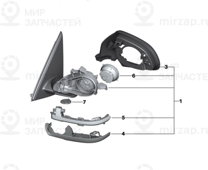 Наружное зеркало с обогр. без стекла л
 BMW 51167364051