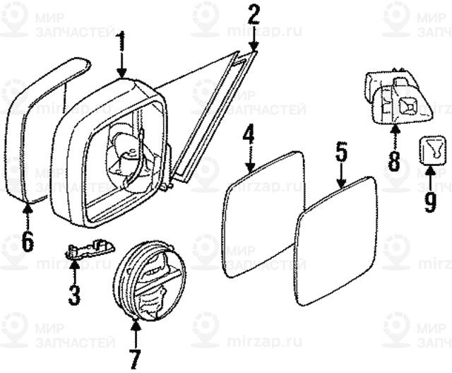 Стекло зеркала с обогревом выпуклое
 BMW 51168119711