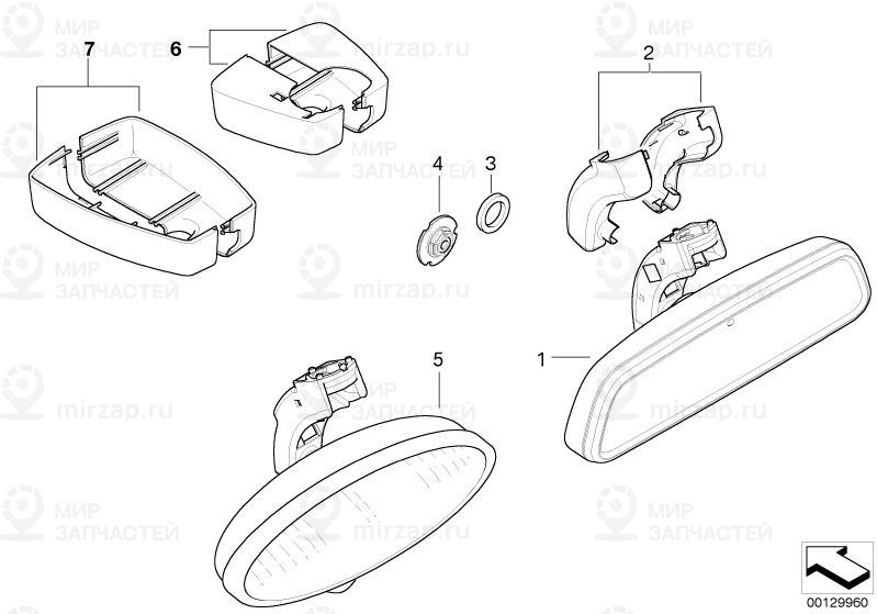 Внутр.зерк.зад.вида EC/СД/ETC/рад. 315 MHZ LP
 BMW 51169126903