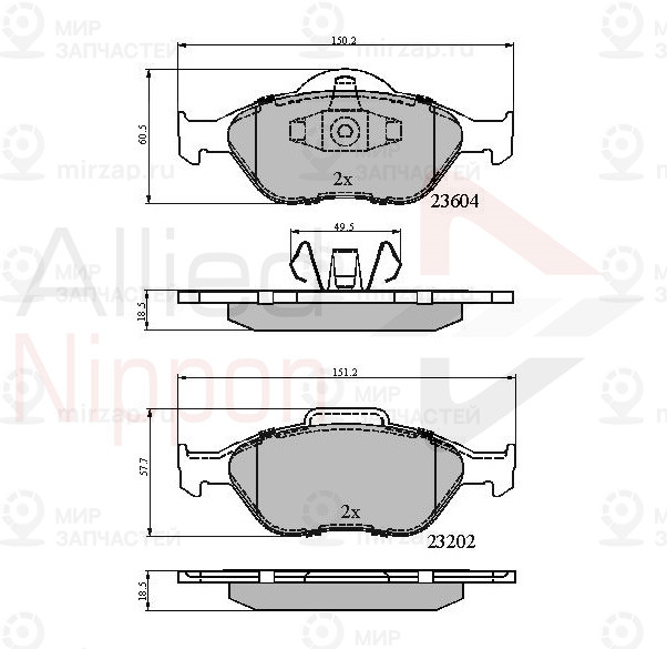 Колодки тормозные дисковые ALLIED NIPPON ADB0891