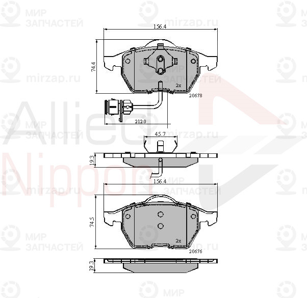 Комплект тормозных дисковых колодок ALLIED NIPPON ADB1715