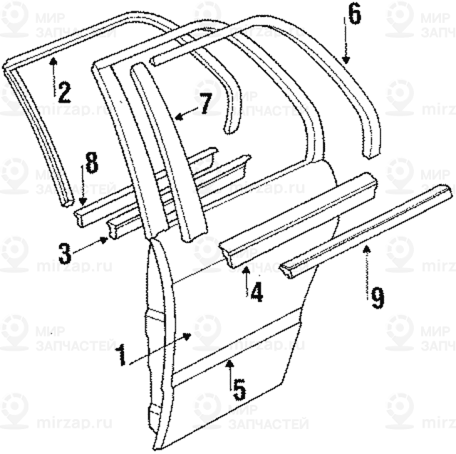 Уплотнитель шахты стекла Л Внутр
 BMW 51221906849