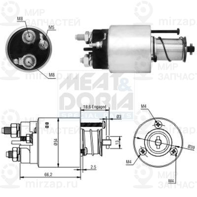 Тяговое реле, стартер MEAT & DORIA 46054