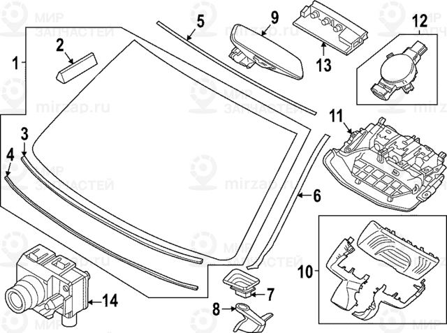 Лоб.стекло Зеленое Датч.дожд/Осв./Запот
 BMW 51319854526