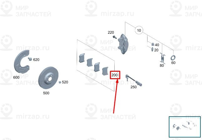 Накладка диск. тормоза 4 шт
 Mercedes-Benz A0004200604