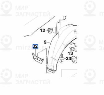 Подпорный скос щитка швеллера Л Зд
 BMW 51718222167