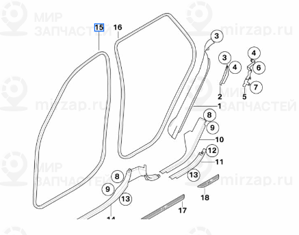 Защитная окантовка двери Пд SCHWARZ
 BMW 51727333607