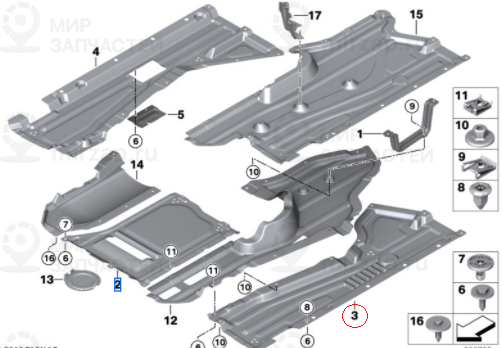 Облицовка днища кузова л бок
 BMW 51757308671