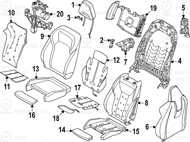 Обивка Спортивного Сиденья Кожа
 BMW 52108746045