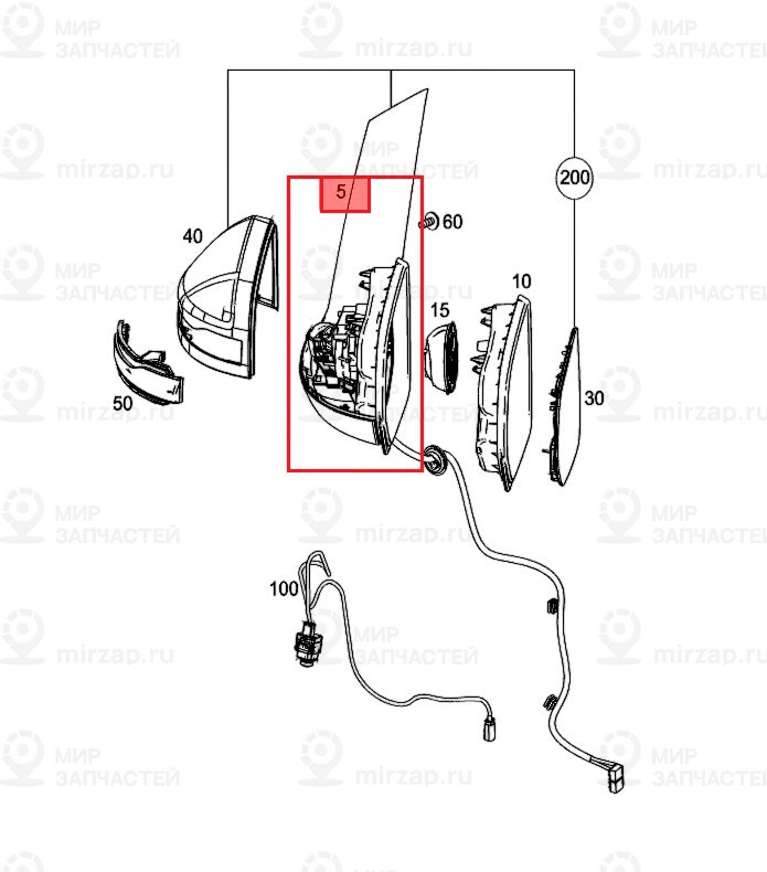 Зеркало наружное
 Mercedes-Benz A4478110800