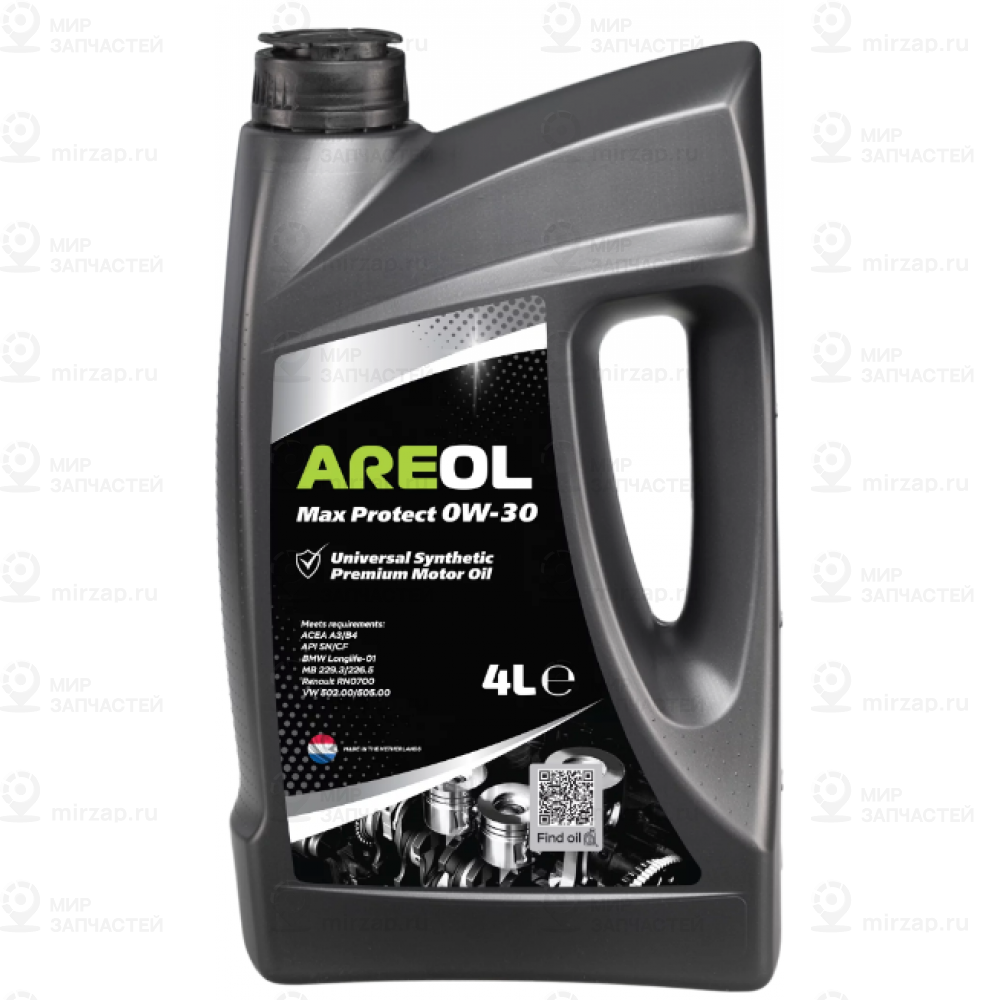 Areol Max Protect 0W30 (4L)_Масло Моторное! Синт.\Acea A3/B4, Api Sn/Cf, Mb 229. AREOL 0W30AR058