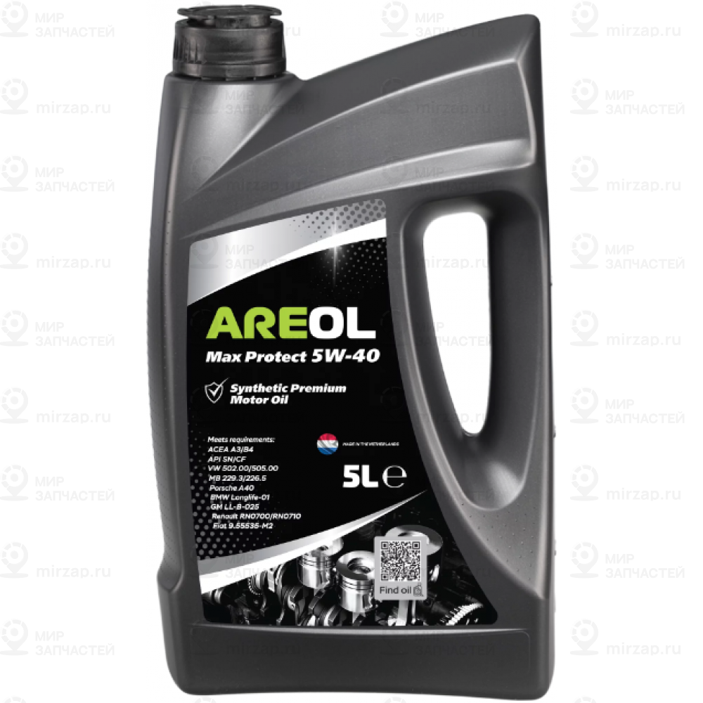 Areol Max Protect 5W-40 (5L)_Масло Моторное! Синт.\ Acea A3/B4, Api Sn/Cf, Vw 50
 AREOL 5W40AR009