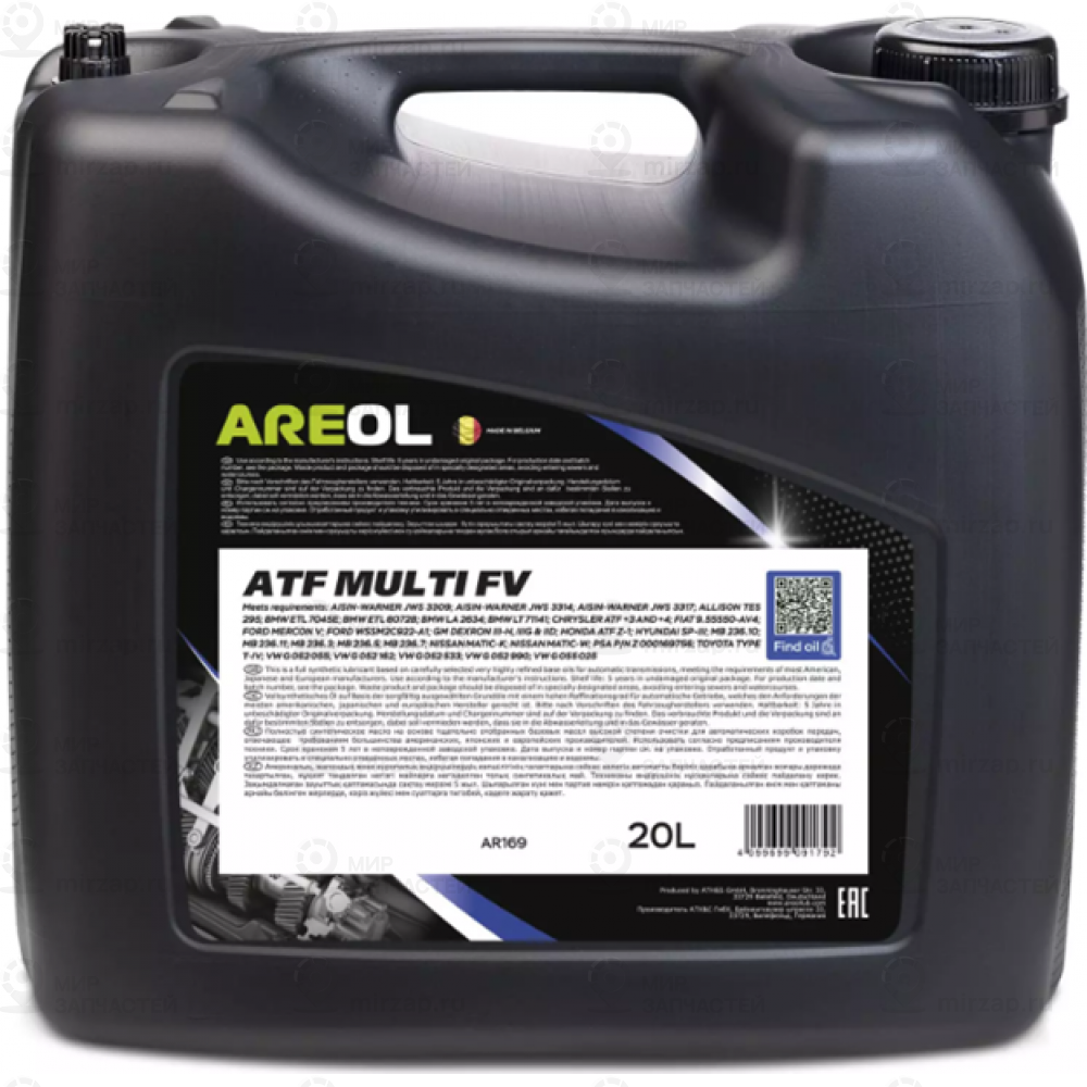 Areol Atf Multi Fv (20L)_Масло Трансм.для Акпп И Гур!Синт.желт.,Ан.febi 14738\Jw
 AREOL AR169