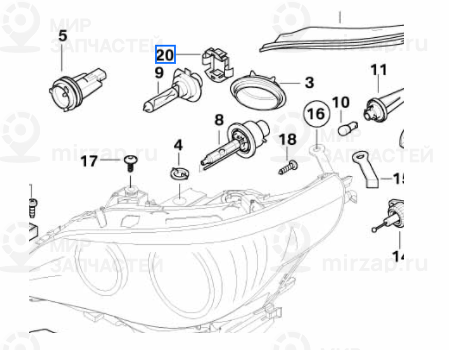 Фиксирующая пружина лампы H7
 BMW 63117175336