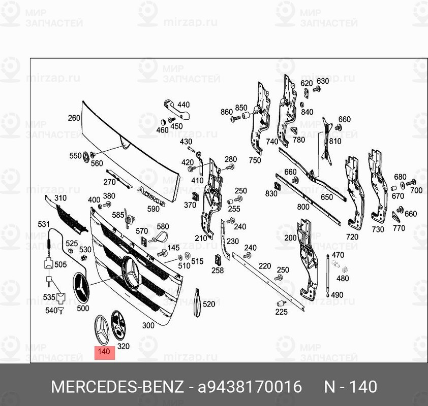 Запчасть Mercedes-Benz A9438170016
