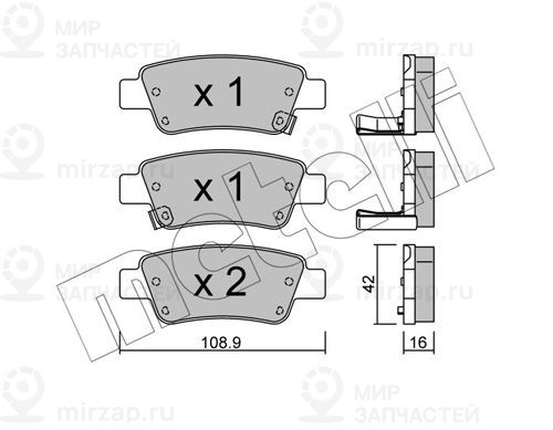 Комплект тормозных колодок, дисковый тормоз METELLI 2207900
