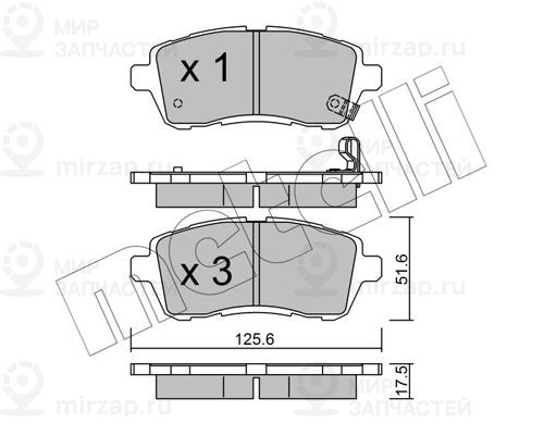 Комплект тормозных колодок, дисковый тормоз METELLI 2207930