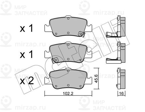 Комплект тормозных колодок, дисковый тормоз METELLI 2207960
